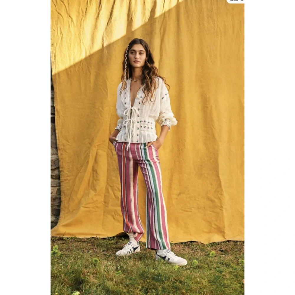 NWT Free People La Paz Slim Crop Pants / Berry Combo